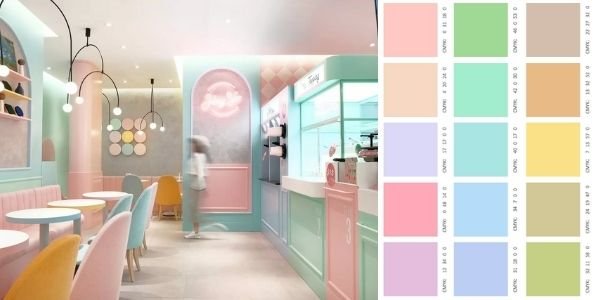 cafetería colores pastel