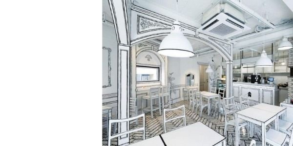 cafetería blanca