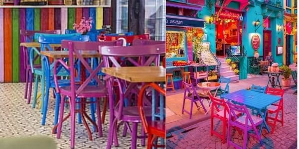 cafetería multicolor